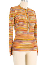 Missoni Striped Knit Henley Top Top arcadeshops.com