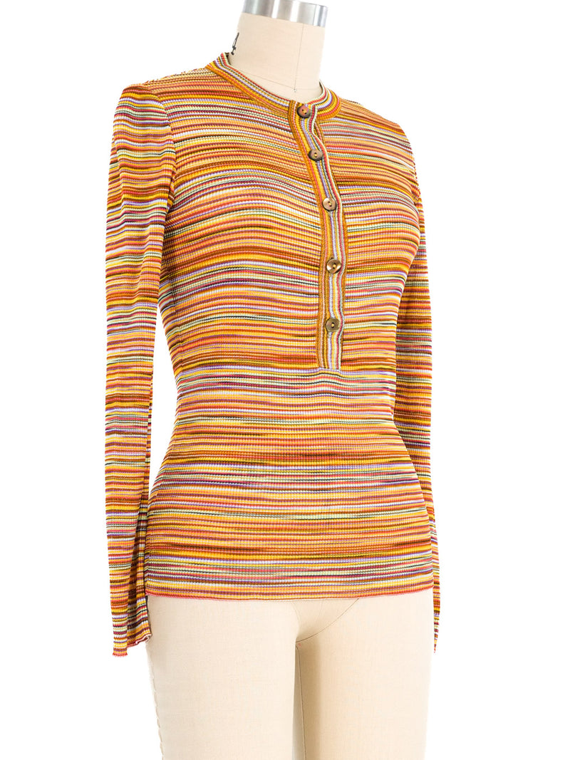 Missoni Striped Knit Henley Top Top arcadeshops.com