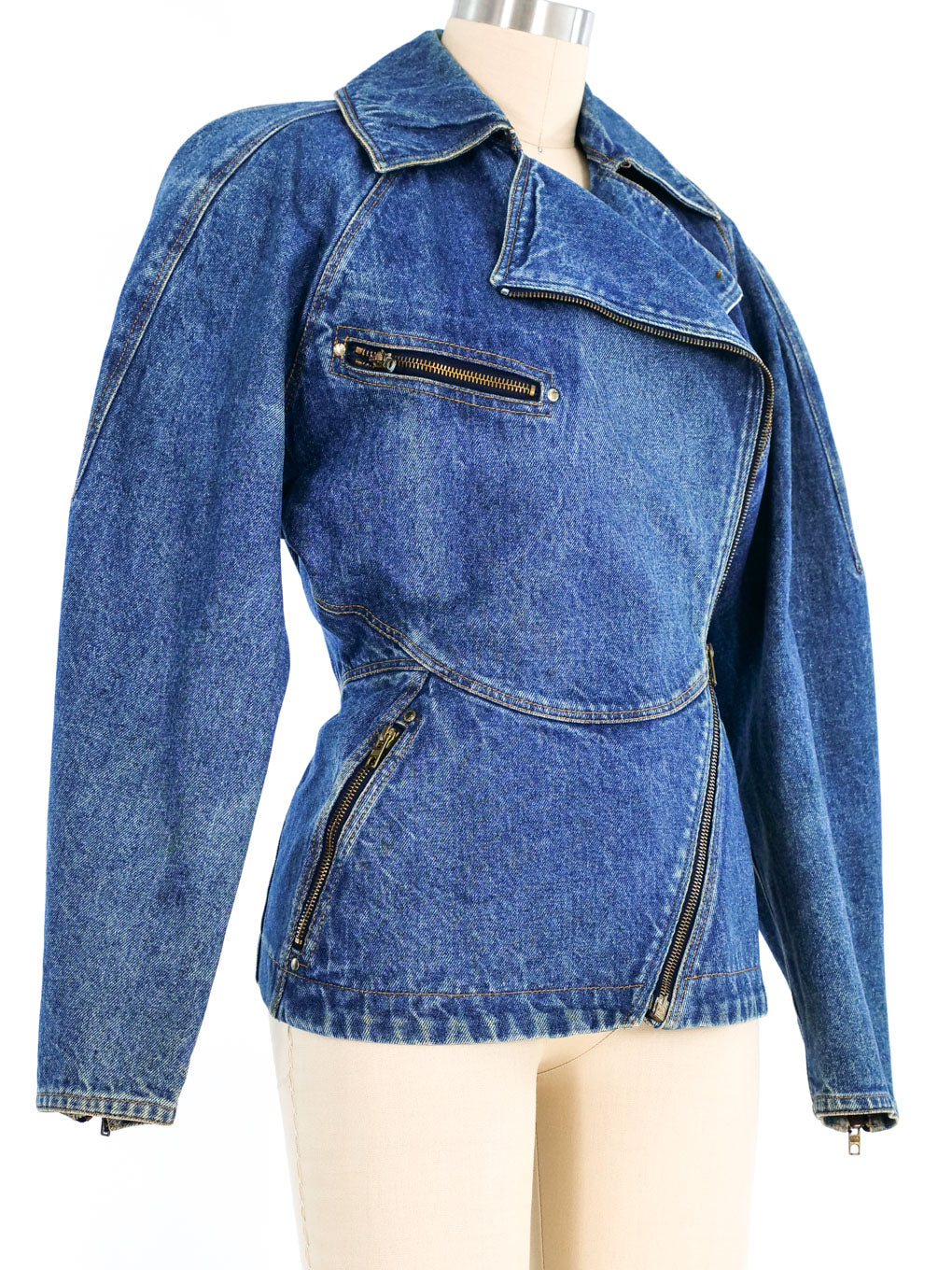 1990's Alaia Denim Motorcycle Jacket