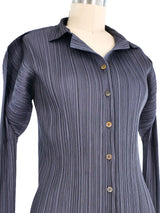 Issey Miyake Pleats Please Grey Button Top Top arcadeshops.com