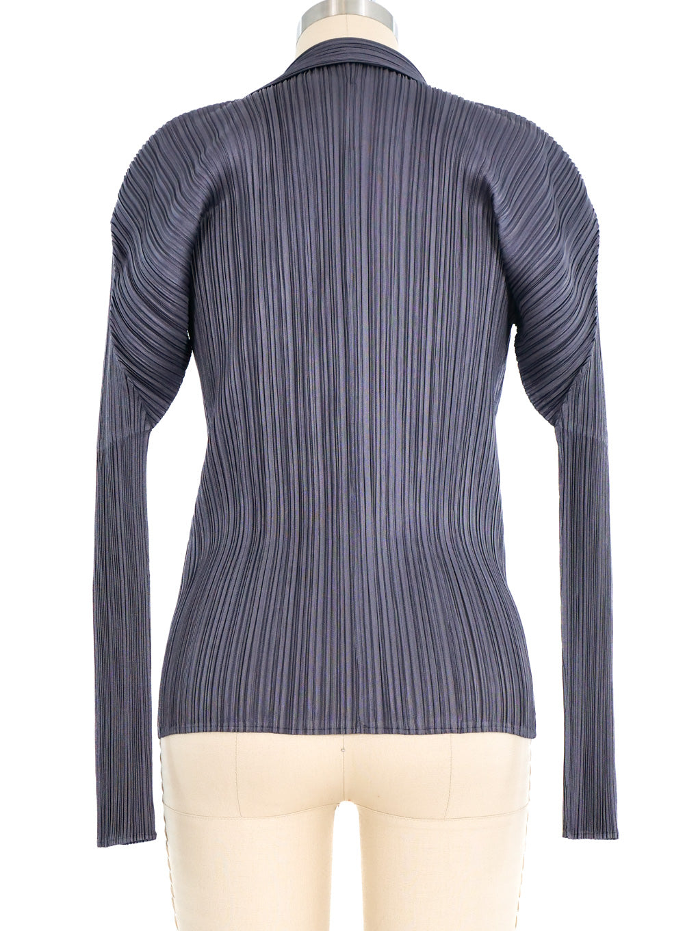 Issey Miyake Pleats Please Grey Button Top