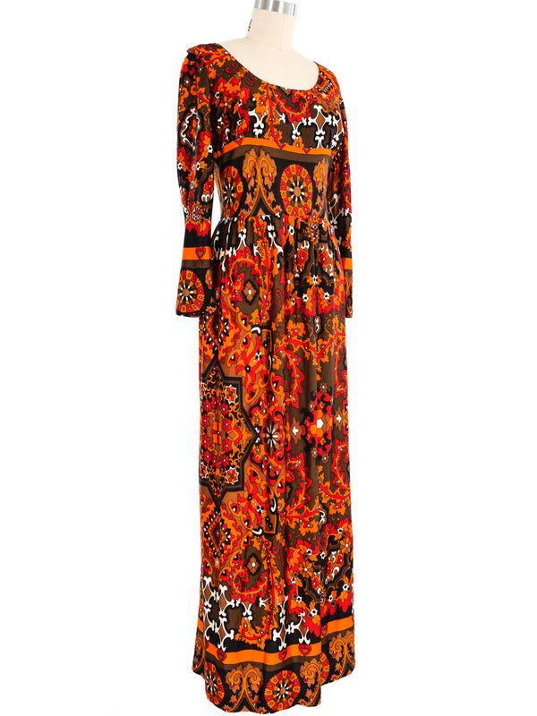 Ian Peters Earth Tone Printed Maxi Dress Dress arcadeshops.com