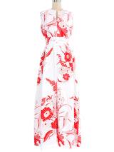 Floral Printed Hawaiian Gown Dress arcadeshops.com