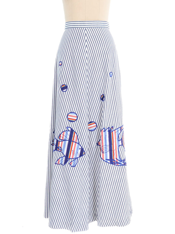 Amen Wardy Striped Fish Applique Maxi Skirt Bottom arcadeshops.com