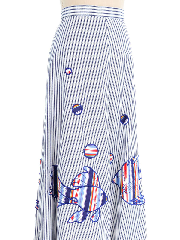 Amen Wardy Striped Fish Applique Maxi Skirt Bottom arcadeshops.com
