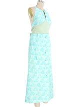 Courreges Blue Swirl Halter Gown Dress arcadeshops.com