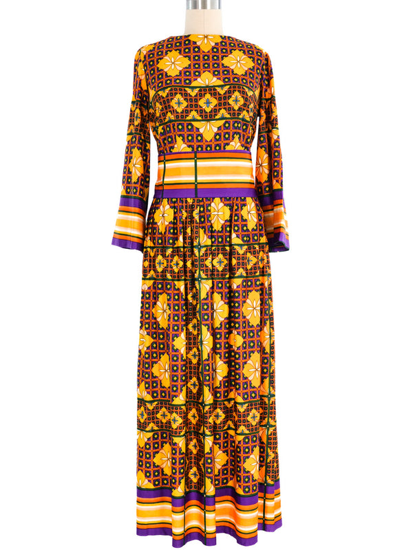 1970s Geometric Maxi Dress Dress arcadeshops.com