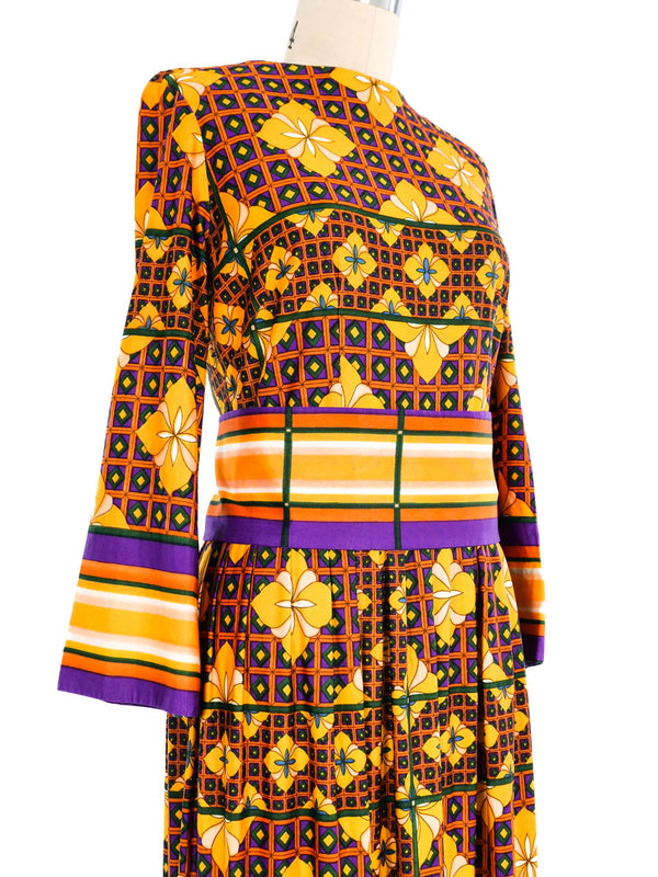 1970s Geometric Maxi Dress Dress arcadeshops.com