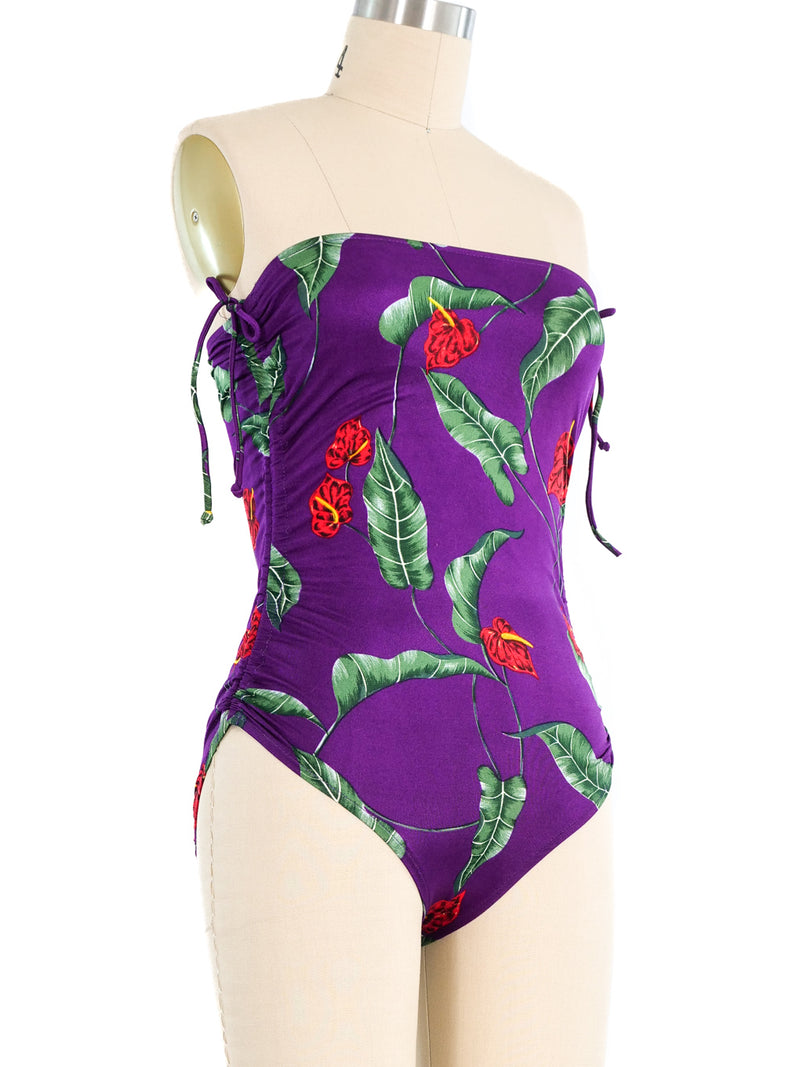 1980's Calla Lily Strapless Swimsuit Suit arcadeshops.com
