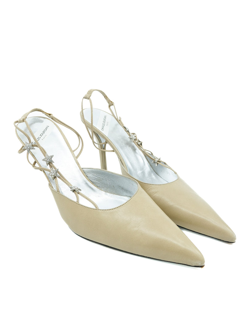 Charles Jourdan Beige Heeled Sling Back, 8.5 Accessory arcadeshops.com