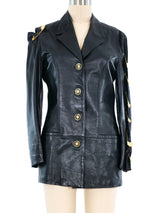 Gianni Versace Cut Out Safety Pin Leather Jacket Jacket arcadeshops.com