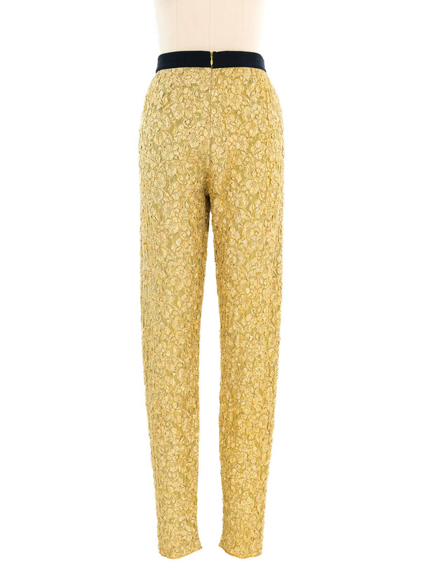 Versace Istante Metallic Gold Lace Pant Bottom arcadeshops.com