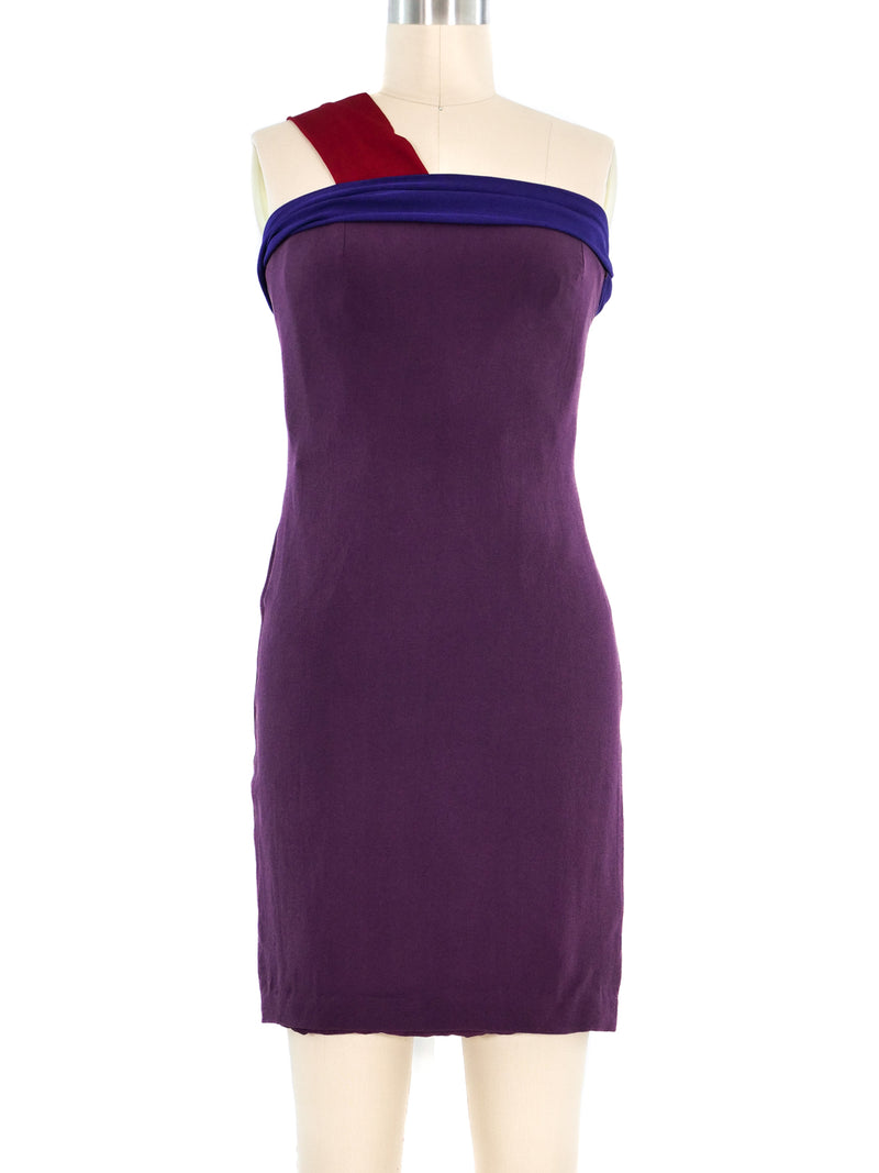 1997 Gianni Versace Couture Colorblock One Shoulder Dress Dress arcadeshops.com
