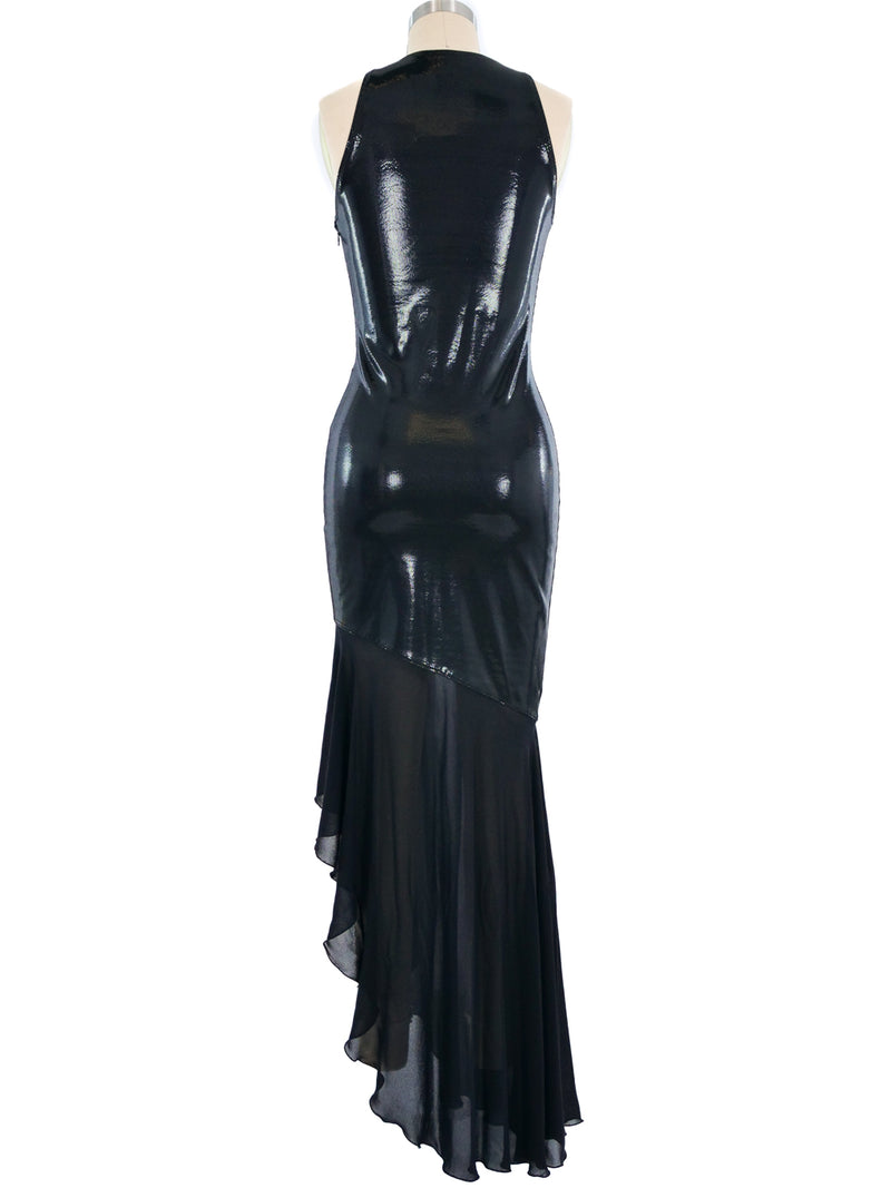 Versace Istante Black Faux Snakeskin Gown Dress arcadeshops.com