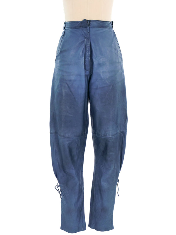 Gianni Versace Leather Lace Up Pants Bottom arcadeshops.com