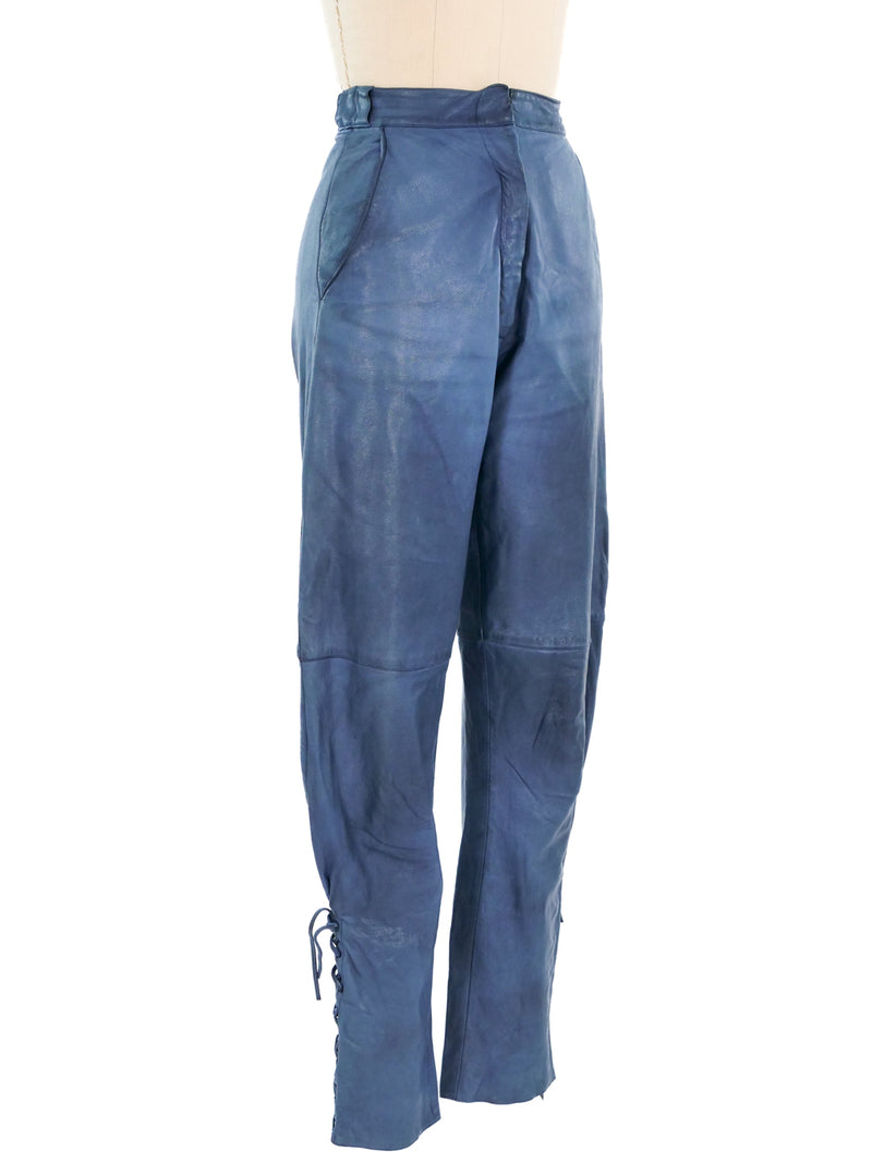 Gianni Versace Leather Lace Up Pants Bottom arcadeshops.com