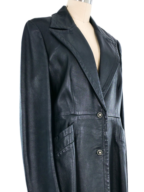 Gianni Versace Versus Black Leather Coat Outerwear arcadeshops.com