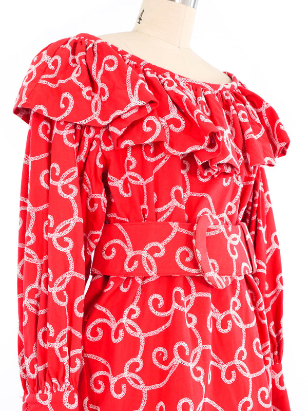 Jan Barboglio Embroidered Ruffle Dress Dress arcadeshops.com