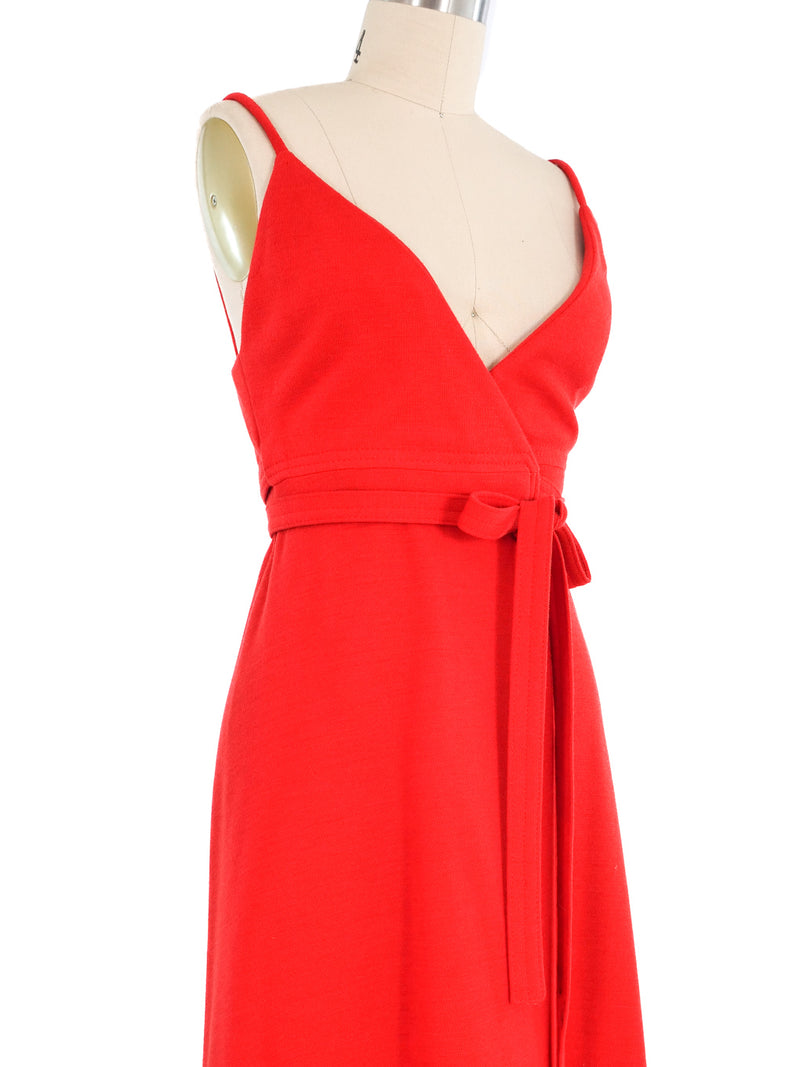 Galanos Red Knit Wrap Dress Dress arcadeshops.com