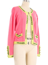 Chanel Neon Logo Trim Sweater Jacket arcadeshops.com