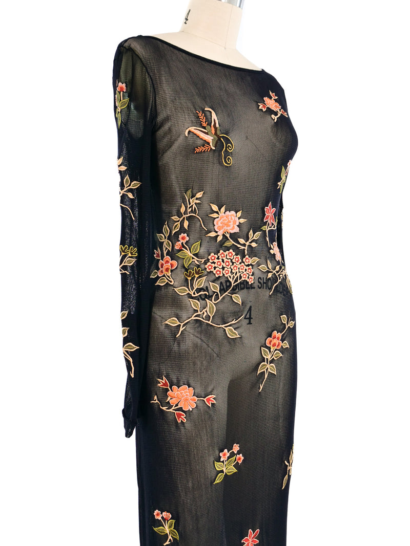 Vivienne Tam Embroidered Mesh Maxi Dress Vivienne Tam Embroidered Mesh Maxi Dress