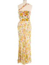 Christian Dior Floral Chiffon Bias Gown Dress arcadeshops.com