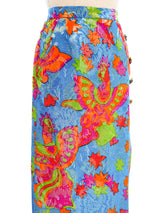Yves Saint Laurent Floral Printed Metallic Skirt Bottom arcadeshops.com