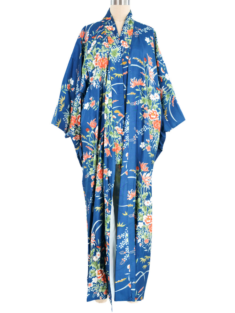 Cerulean Floral Printed Kimono Jacket arcadeshops.com