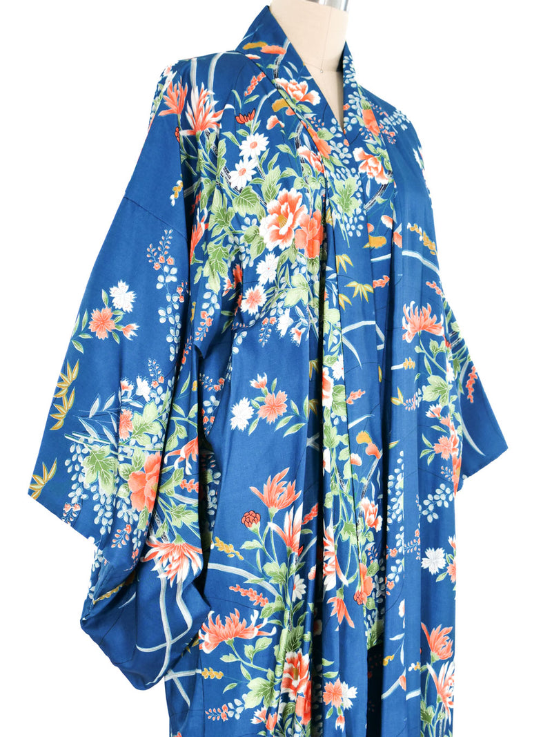 Cerulean Floral Printed Kimono Jacket arcadeshops.com