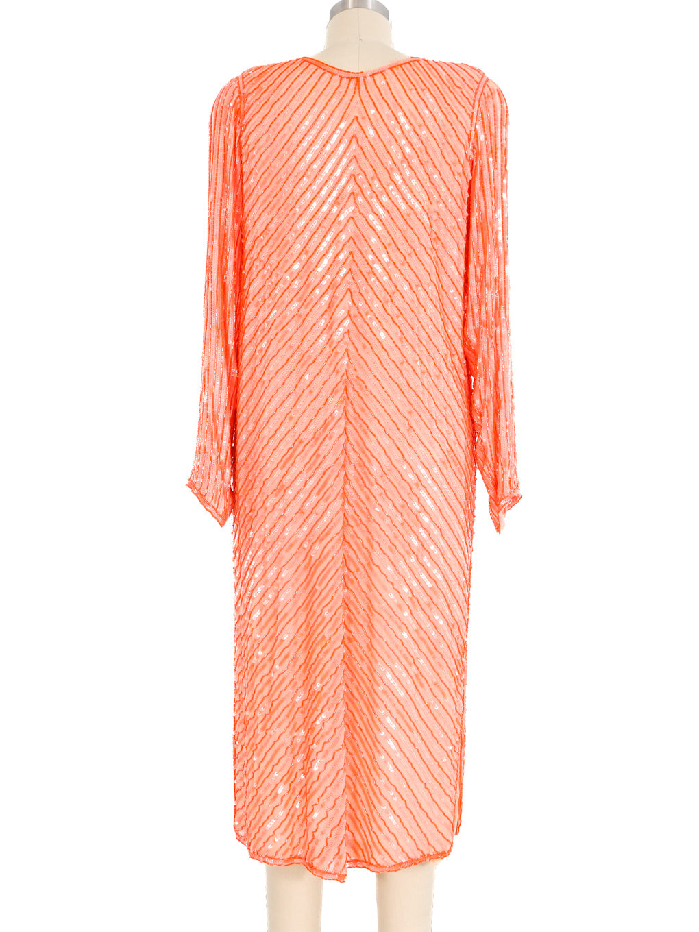 Coral Beaded Silk Chiffon Dress Coral Beaded Silk Chiffon Dress