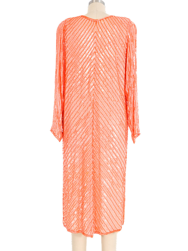 Coral Beaded Silk Chiffon Dress Dress arcadeshops.com