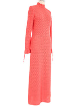 1970's Coral Crochet Maxi Dress Dress arcadeshops.com