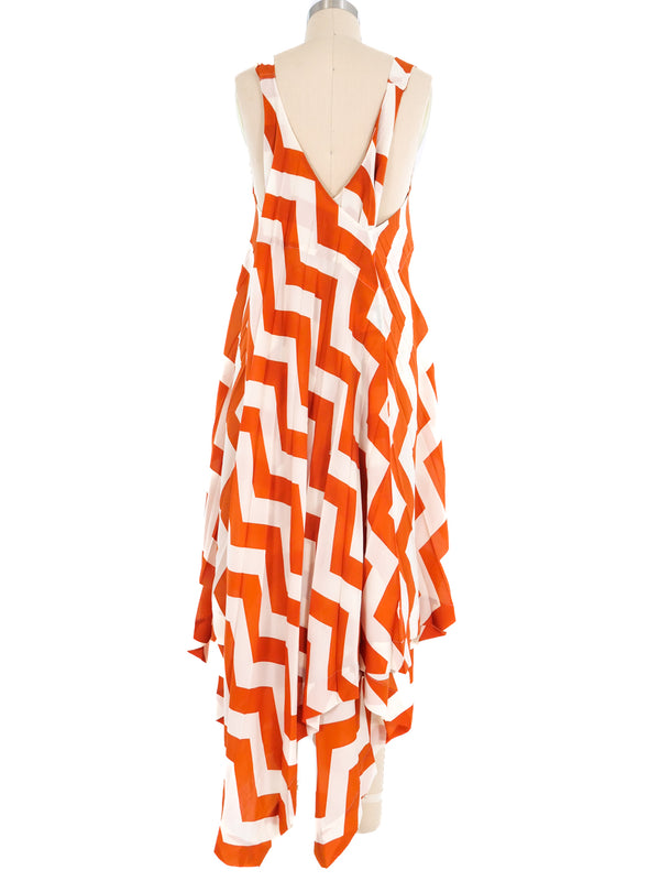 Issey Miyake Pleated Chevron Cross Back Tent Dress Dress arcadeshops.com