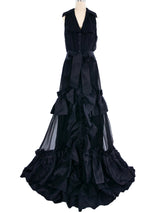 Carolina Herrera Ruffled Silk Chiffon Gown With Train Dress arcadeshops.com