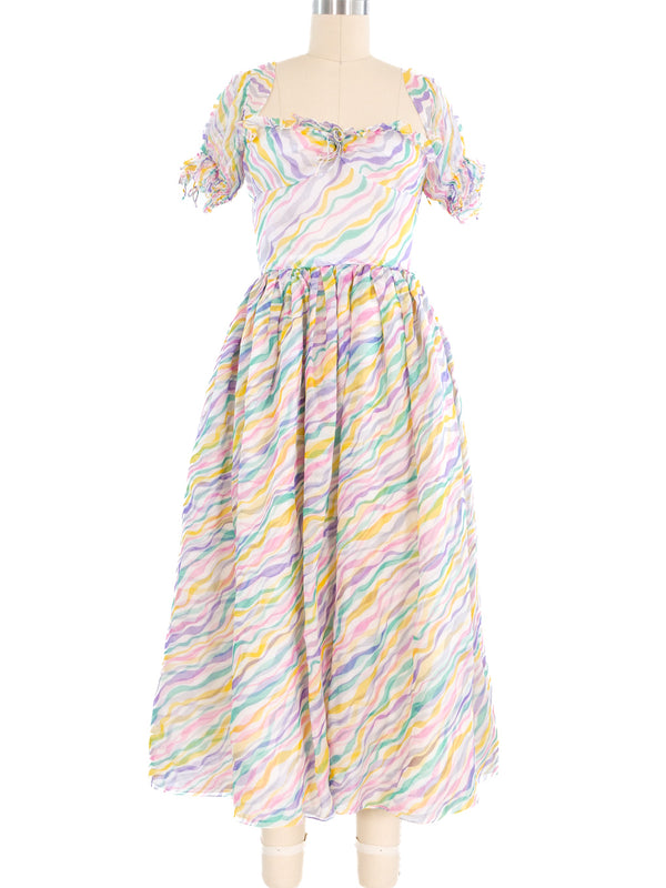 Nina Ricci Pastel Striped Silk Dress Dress arcadeshops.com