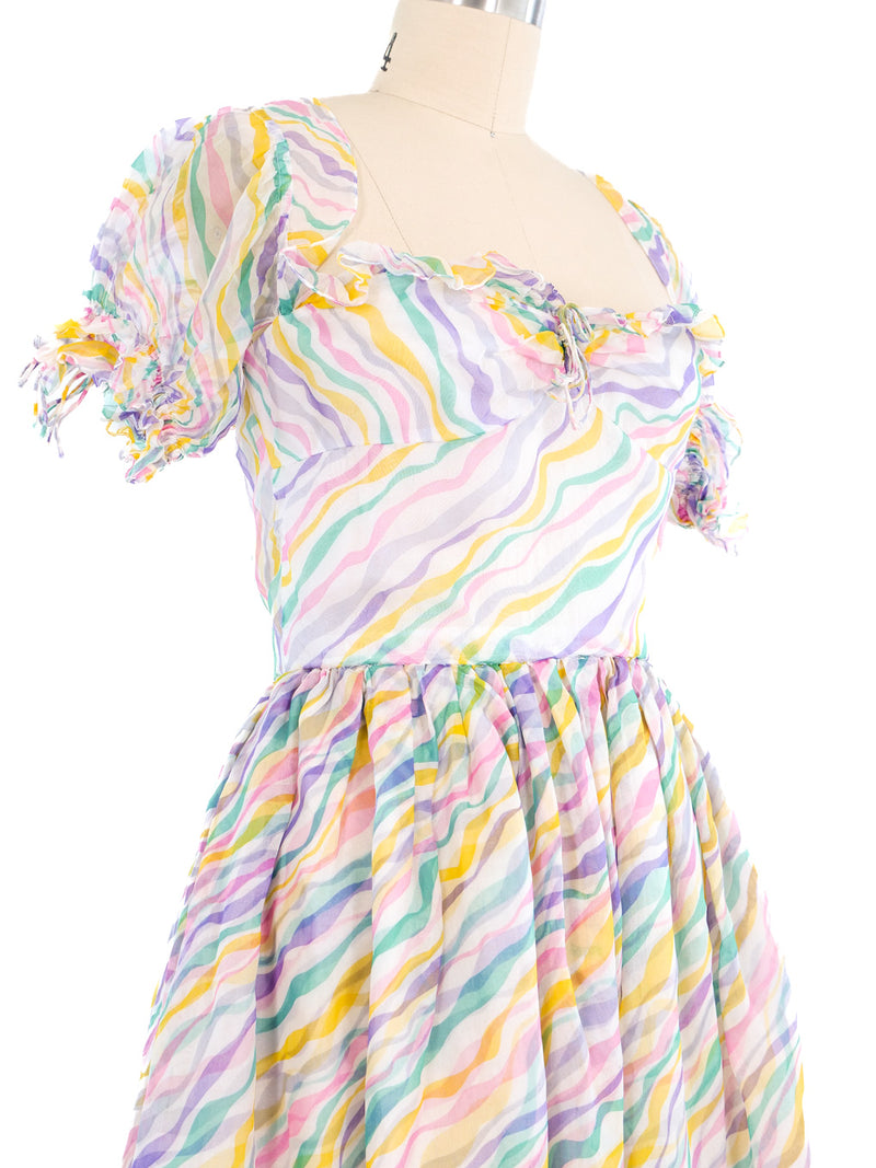 Nina Ricci Pastel Striped Silk Dress Dress arcadeshops.com