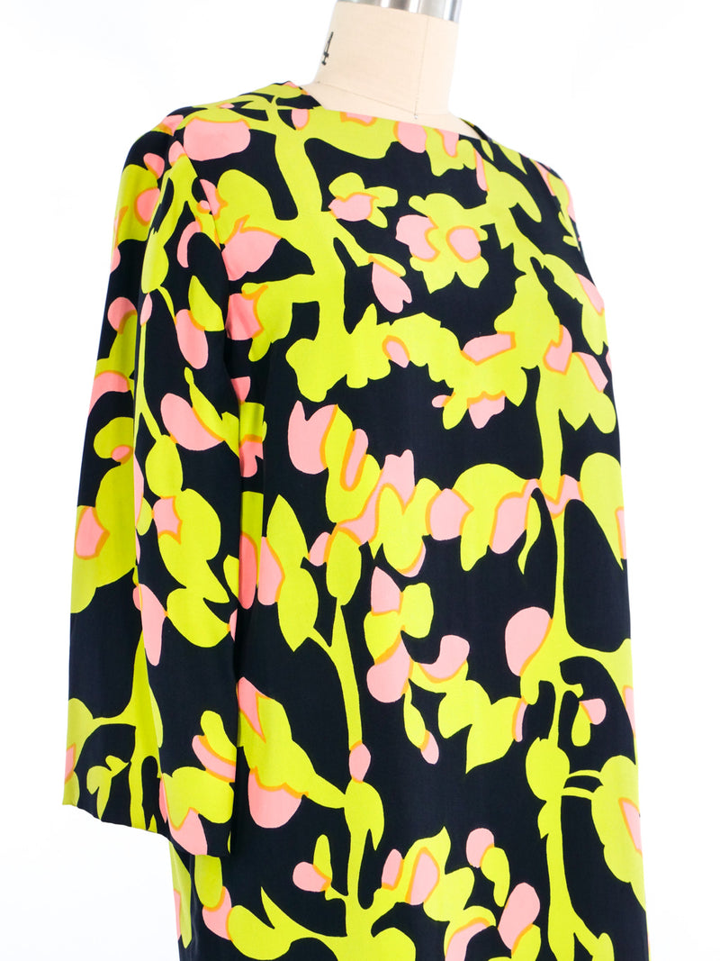 Tzaims Luksus Neon Floral Motif Shift Dress Dress arcadeshops.com