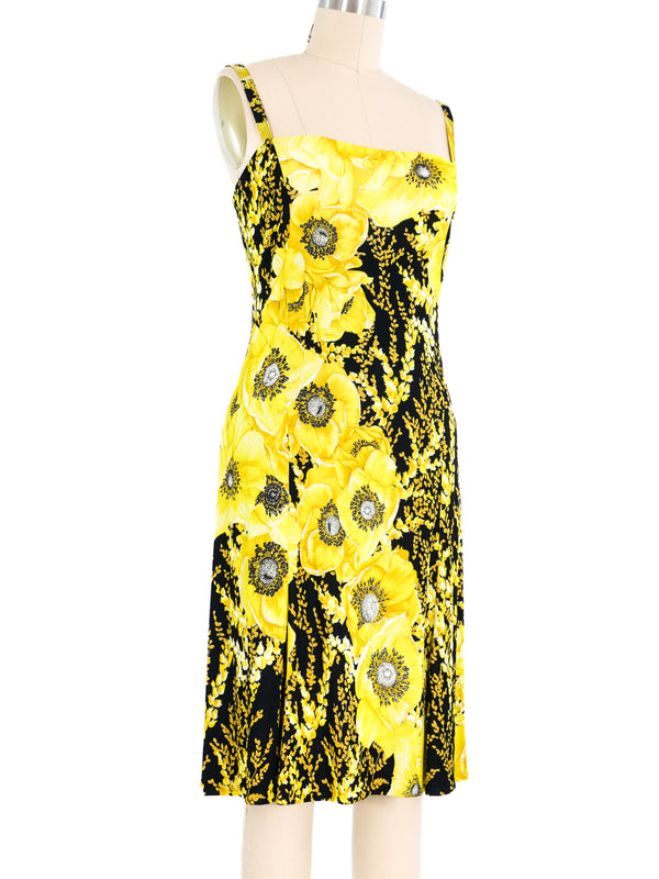Gianni Versace Floral Jersey Mini Dress Dress arcadeshops.com