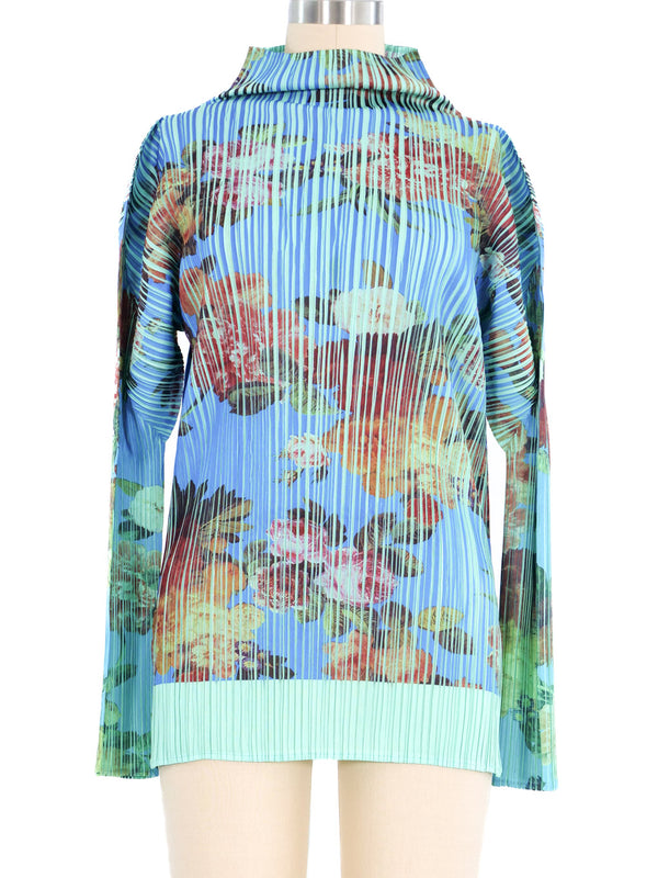 1994 Pleats Please Issey Miyake Floral High Neck Top Top arcadeshops.com