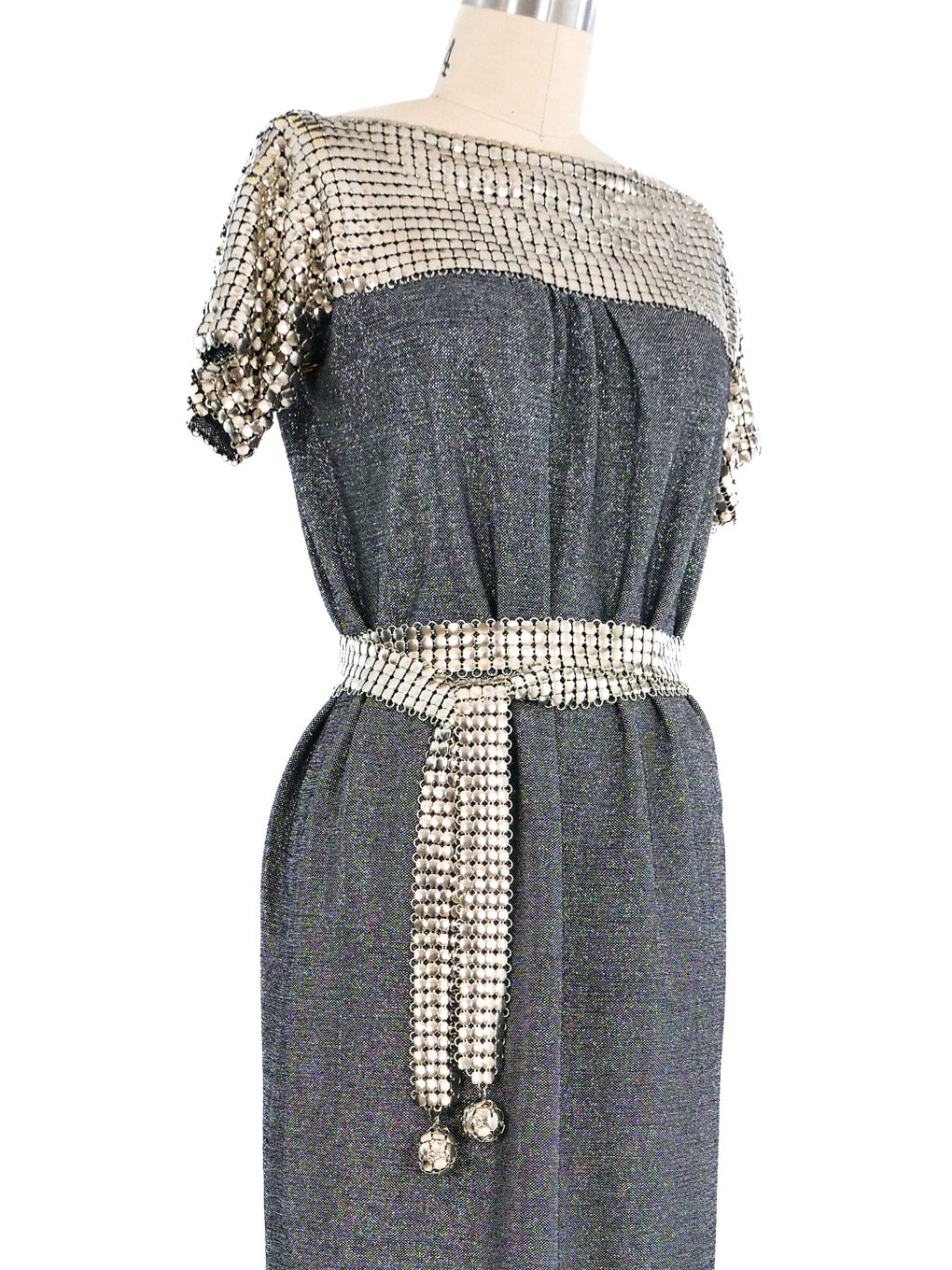 Paco Rabanne Chainmail Accented Knit Maxi Dress Paco Rabanne Chainmail Accented Knit Maxi Dress