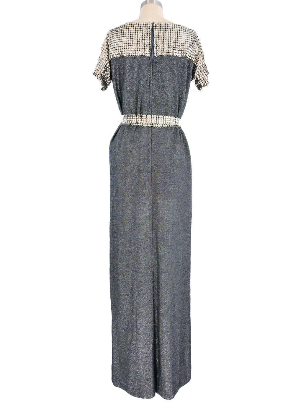 Paco Rabanne Chainmail Accented Knit Maxi Dress