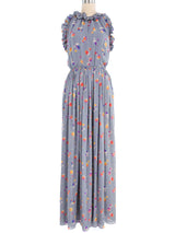 Floral Printed Silk Halter Dress Dress arcadeshops.com