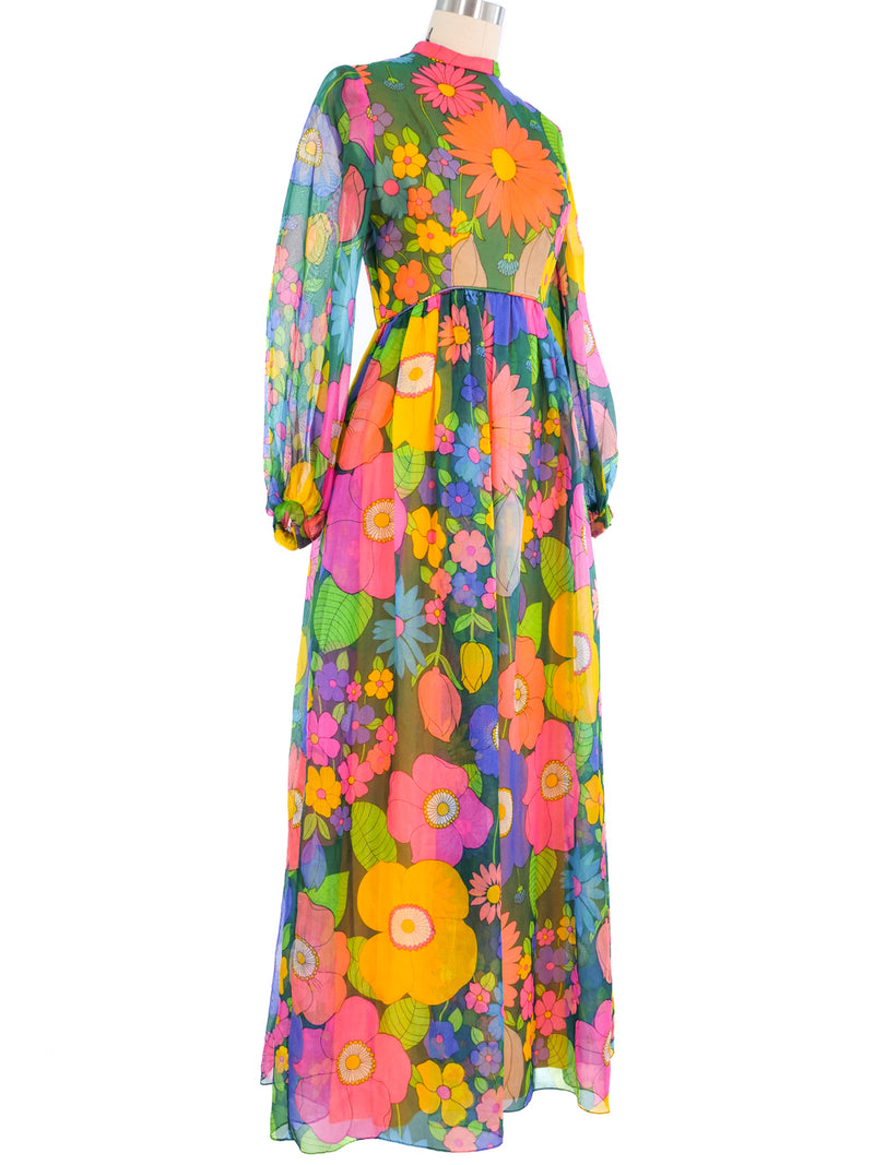 Wilson Folmar Rainbow Floral Organza Gown Dress arcadeshops.com