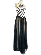 Colorblock Chevron Net Gown Dress arcadeshops.com