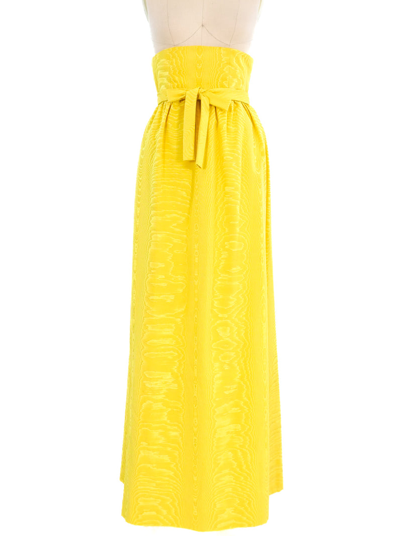 Yellow Moire Maxi Skirt Bottom arcadeshops.com