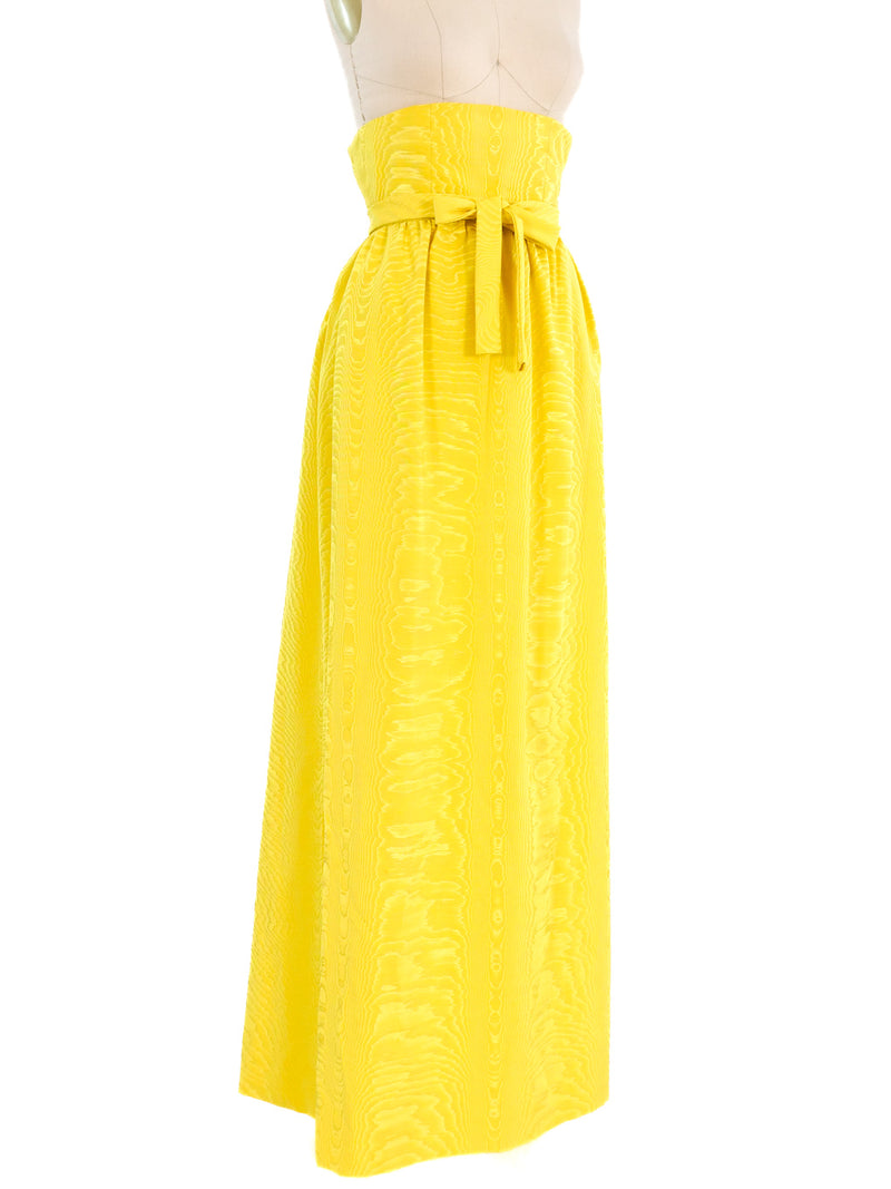 Yellow Moire Maxi Skirt Bottom arcadeshops.com