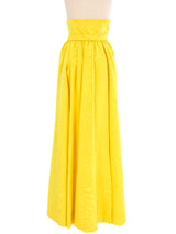 Yellow Moire Maxi Skirt Bottom arcadeshops.com