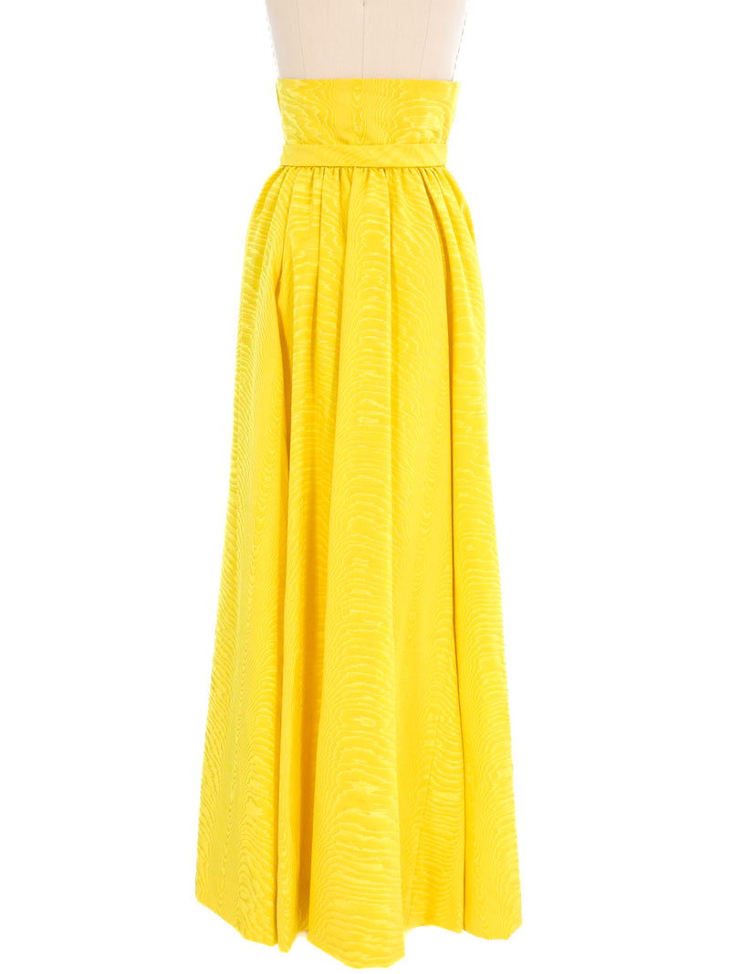 Yellow Moire Maxi Skirt Bottom arcadeshops.com