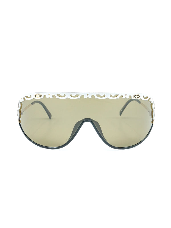 Christian Dior White Framed Shield Sunglasses Accessory arcadeshops.com