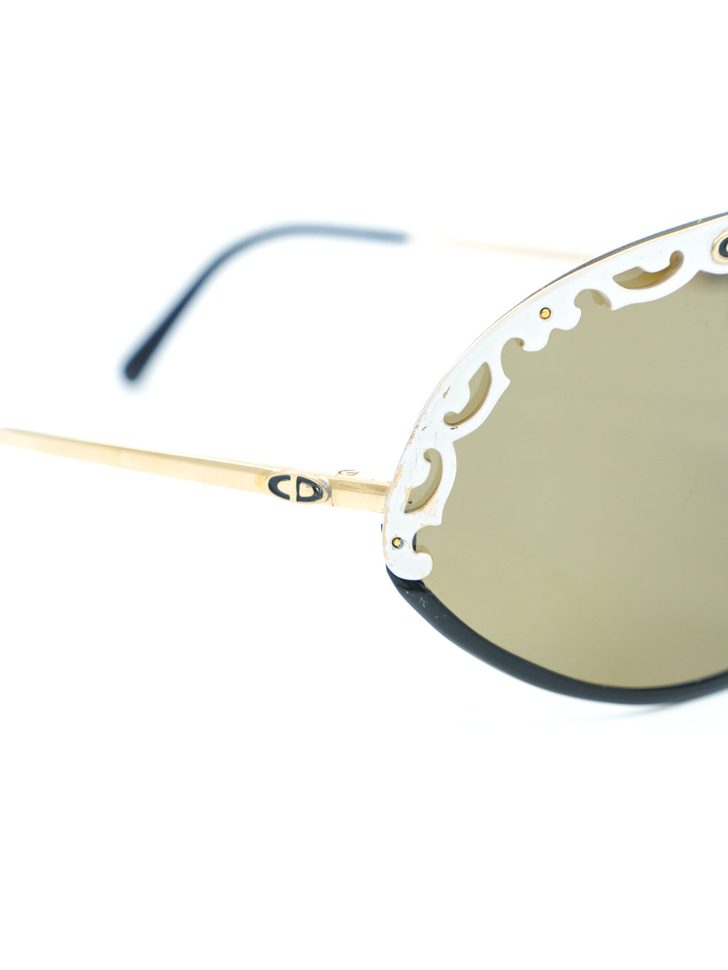 Christian Dior White Framed Shield Sunglasses display picture 2